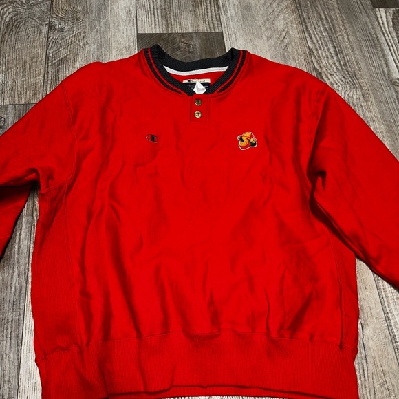VINTAGE CHAMPION NBA SEATTLE SUPERSONICS ORBIT crewneck red gray sweatshirt - Picture 6 of 8